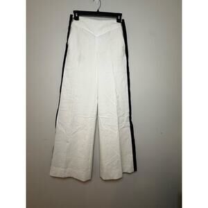 Anthropology Leifsdottir Linen Wide Leg Pants Lined  | Black Side Stripe Size‎ 2